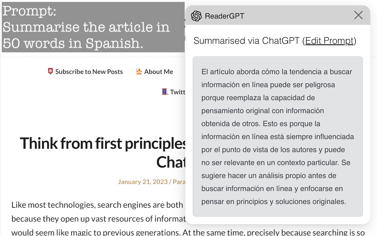 ReaderGPT: ChatGPT based Web Page Summariser Preview image 3