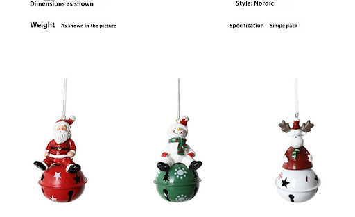Title 2, Christmas Iron Bell Nordic Painted Resin Pendan...