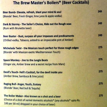 Purvi green brewmaster menu 