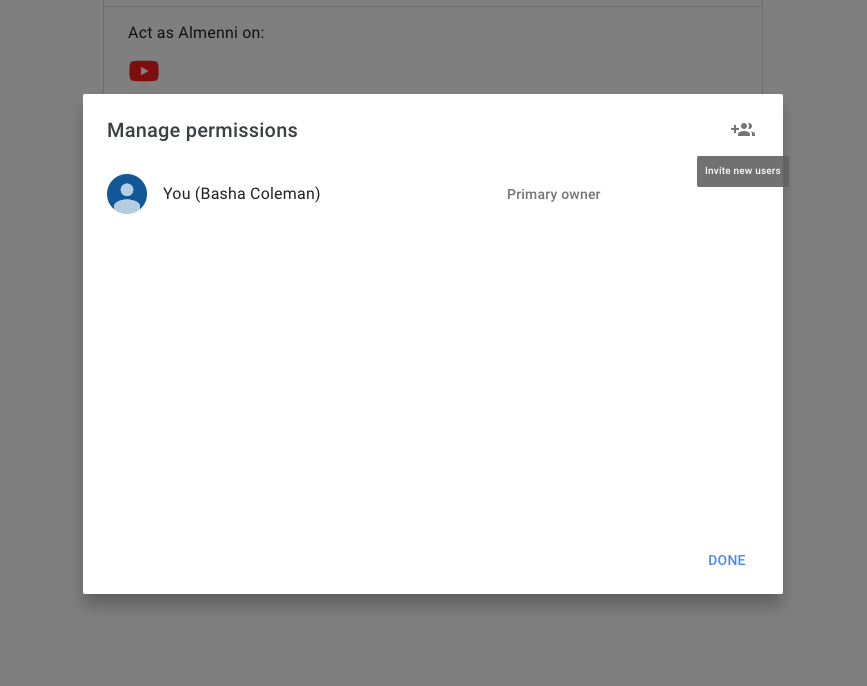 How to invite new users to manage a youtube account