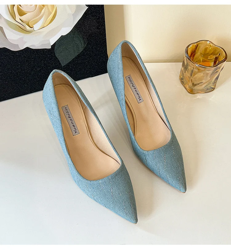 Zapatos de tacón de aguja para mujer, de boca poco profunda y punta afilada, ideales para realzar tu elegancia y estilo femenino.