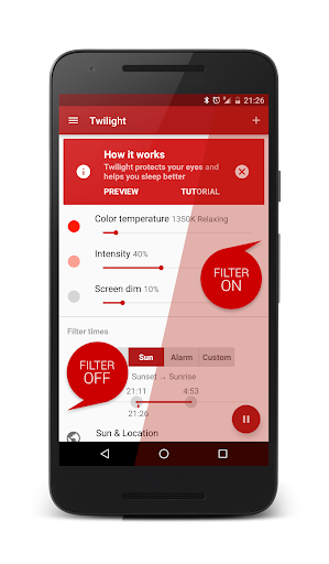 Twilight ???? Blue light filter for better sleep