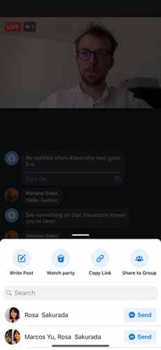 Partager la video live à des amis