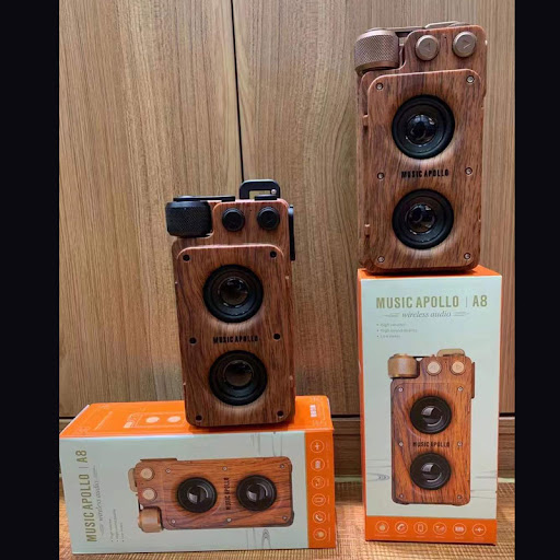 Title 4, A8 Wood Grain Creative Wireless Dual Speaker Bl...