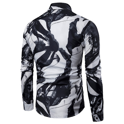 Title 3, Mens Long Sleeve Fashion Printed Shirt