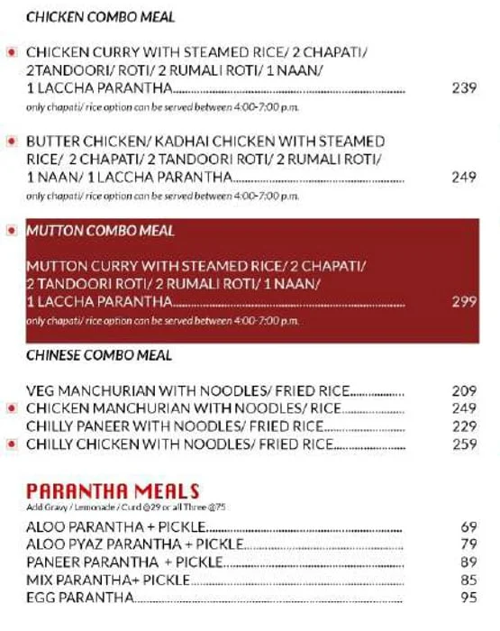 Santushti Kitchens menu 