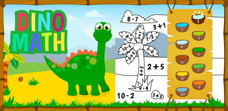 Dino math - free coloring game for kids