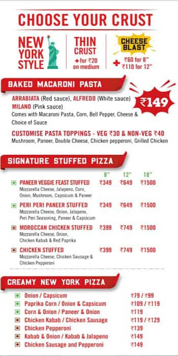 Sbarro - New York Pizza menu 