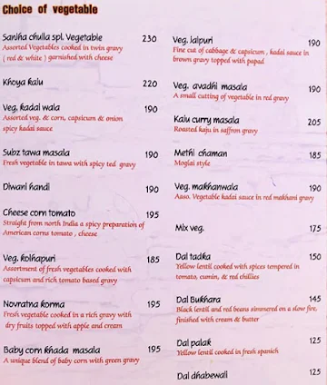 New Sanjha Chulla - Garden Restaurant menu 