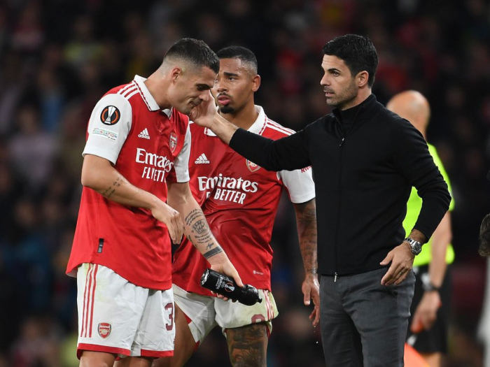 Arsenal manager Mikel Arteta with Granit Xhaka in a past match