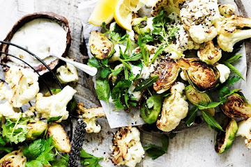 Roasted cauliflower and brussels sprouts