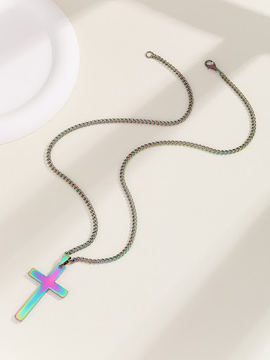 Title 2, Stainless Steel Cross Shelf Mens Necklace, dur...