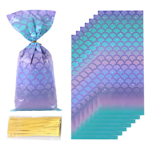 Title 3, Mermaid scale pattern color printing OPP flat b...