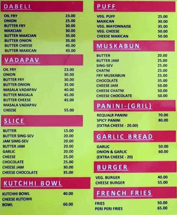 Balaji Food menu 