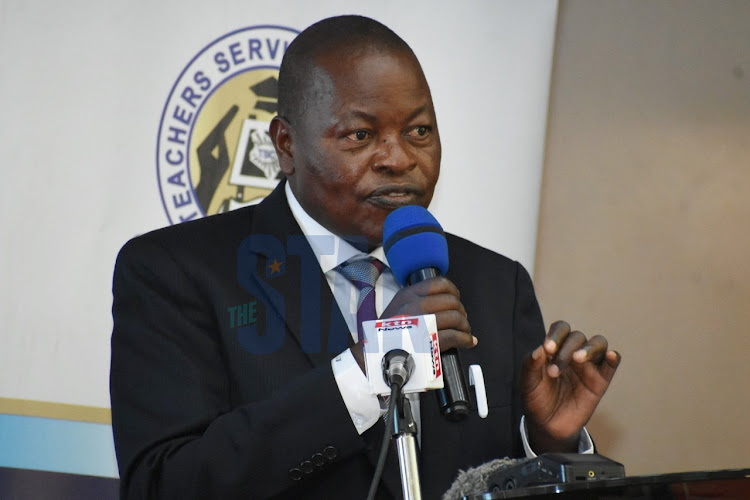 KUPPET secretary general Akello Misori during the launch of a livestreaming programme at Alliance Girls High Schoo