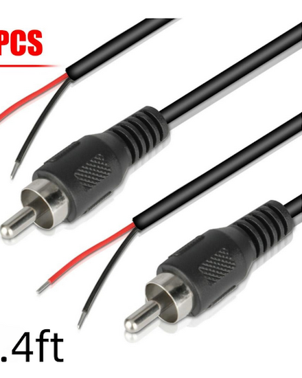 2Pcs RCA Male Plug Jack to Bare Wire Cable Repair Cord Fo... - 0