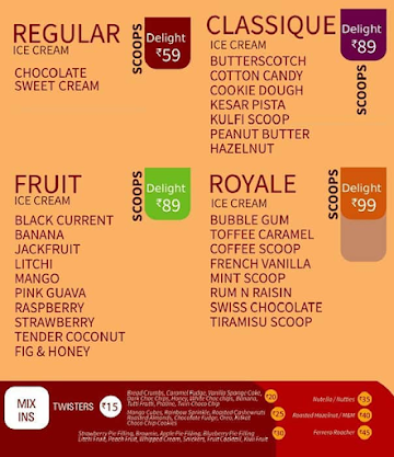 Cream And Fudge menu 