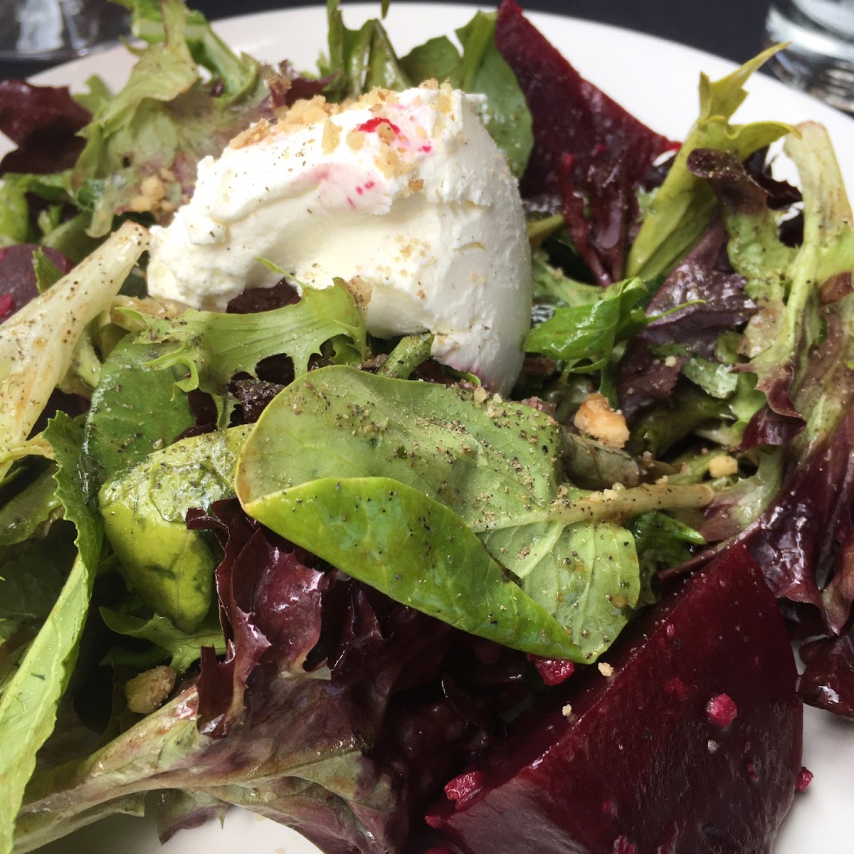 Roasted beet and goat cheese salad