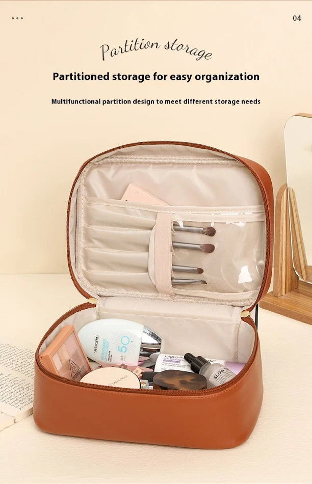 Large Capacity PU Waterproof Student Portable Toiletry Bag for Travel and Daily Use. Keep your essentials organized and 