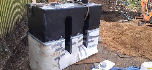 Hole is prepared and tank protected with foam