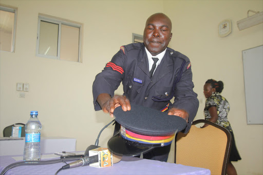 Sergeant Jairus Okere from Kilifi before the vetting panel in Mombasa yesterday / ELKANA JACOB