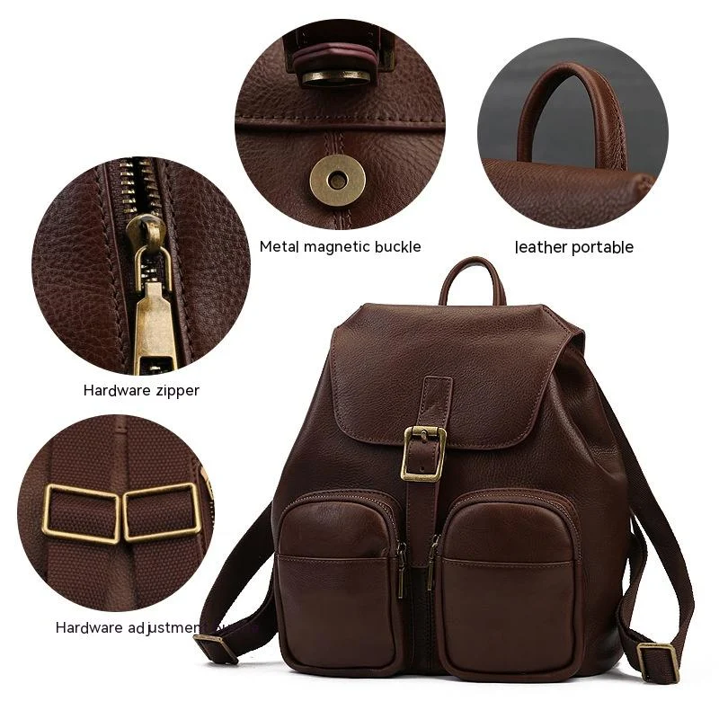 Neue echte Leder Retro Damen Rucksack, große Kapazität. Stilvoller Begleiter für Alltag, Arbeit oder Reisen. Viel Stauraum für alles.