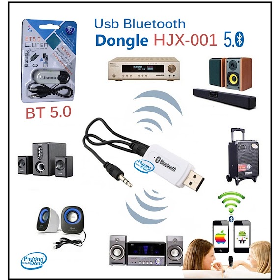 Usb Bluetooth Dongle Hjx - 001 Bt - 5.0 Version 5.0 Kết Nối Âm Thanh Với Loa, Amply Qua Bluetooth