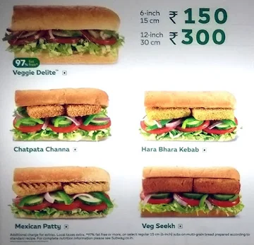 Subway menu 