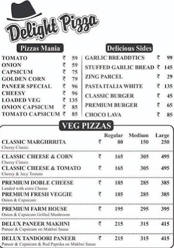 Delight Pizza menu 