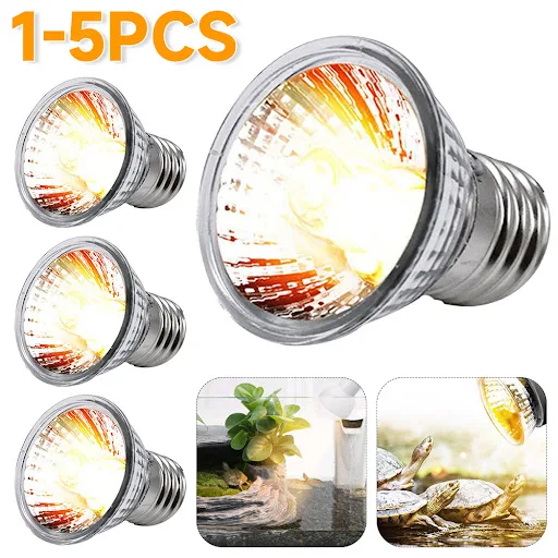 1-5pcs UVA+UVB Reptile Lamp Bulb Turtle Basking UV Light Bulbs Heating Lamp Amphibians Lizards Temperature Controller 25
