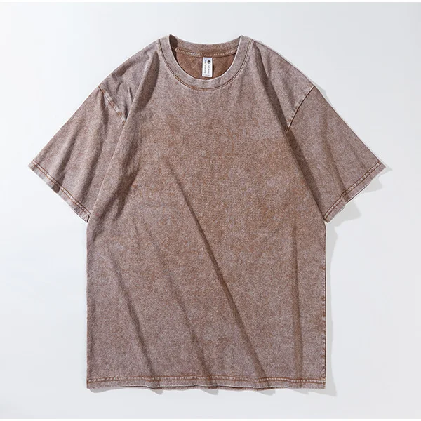Summer Men's 230g Cotton Washed-out Short Sleeve Tee, featuring a worn-looking design for a relaxed and comfortable casu