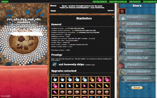 Cookie clicker, clicker chrome extension