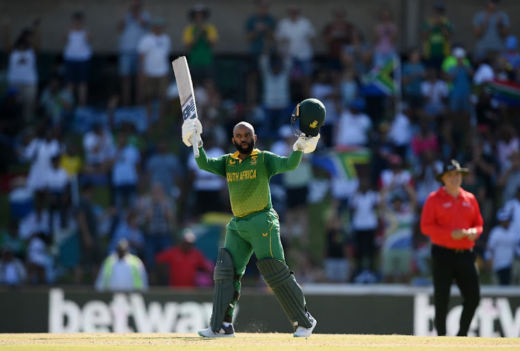 Temba Bavuma celebrates reaching his century during the second ODI match between South Africa and England, at Mangaung Oval in Bloemfontein, January 29 2023. Picture: ALEX DAVIDSON/GETTY IMAGES