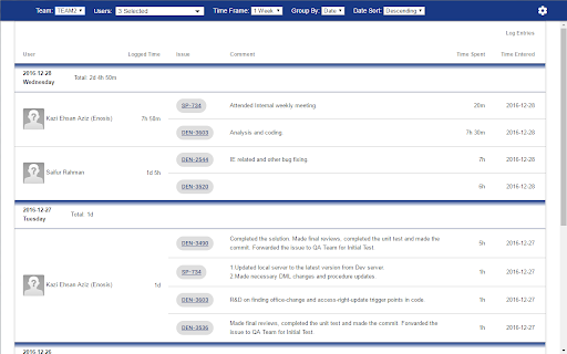 JIRA Work Log Report