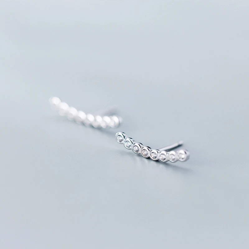 S925 Zilveren rechte oorknopjes met strass, eenvoudige elegantie voor elke dag. Ideaal als cadeau, tijdloos design voor elke outfit.