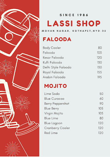 Lassi Shop menu 