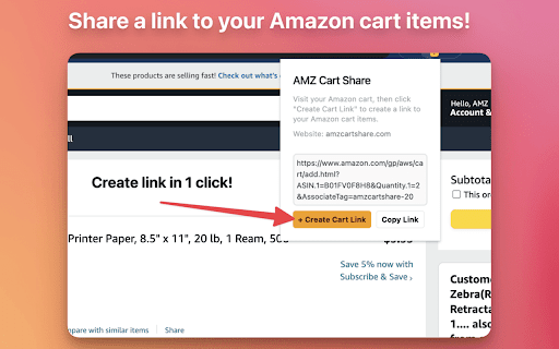 AMZ Cart Share: Share your Amazon cart in 1 click