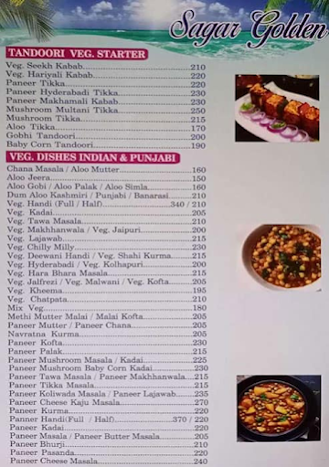 Sagar Golden Bar & Restaurant menu 