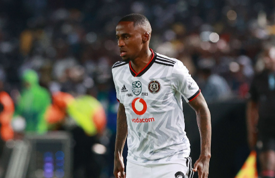 Thembinkosi Lorch in action for Orlando Pirates in the Nedbank Cup final against Sekhukhune United at Loftus Versfeld on May 27 2023.