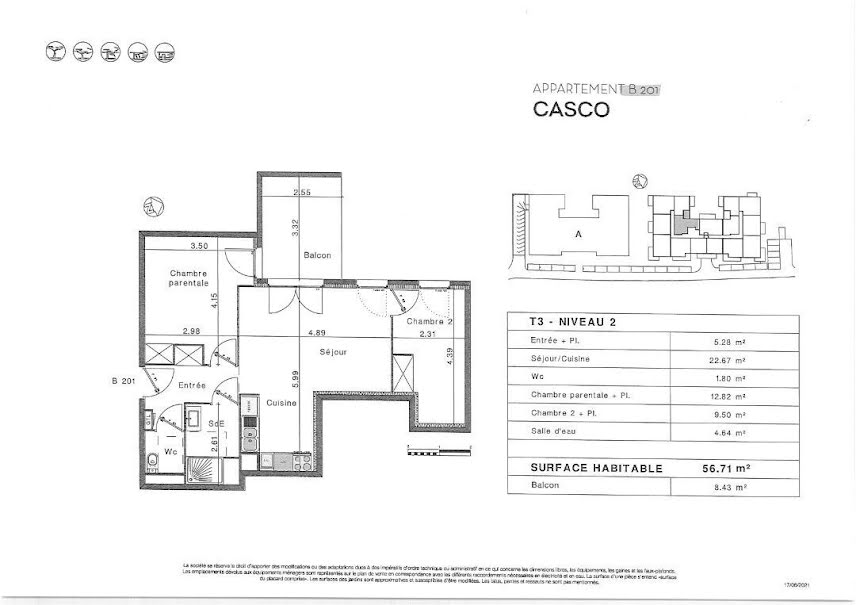 Vente appartement 3 pièces 56.71 m² à Frejus (83600), 290 500 €