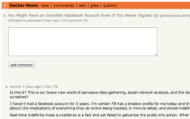 Share Hacker News on Facebook chrome extension