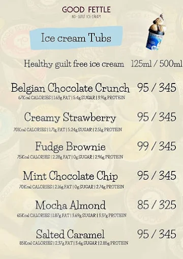 Good Fettle Healthy Ice Creams menu 