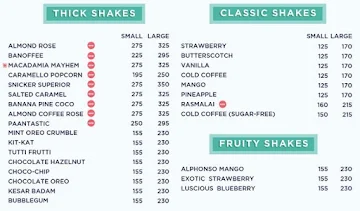 Keventers - Milkshakes & Desserts menu 