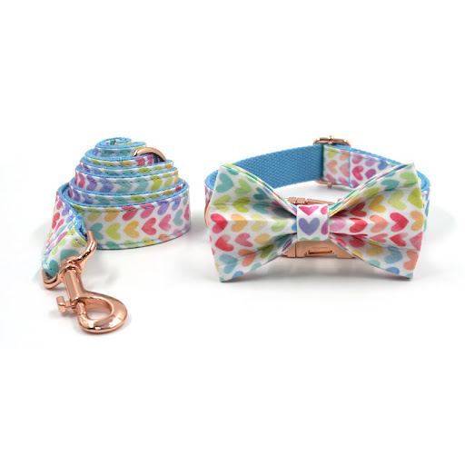 Title 5, Dog collar with leash and bow, offering style a...