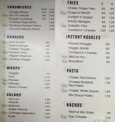 Vardaan menu 