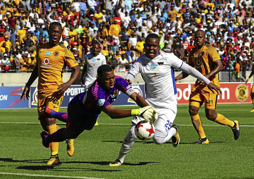 SAFE HANDS: Itumeleng Khune snatches the ball from the feet of Lerato Manzini of Chippa United in the Telkom Knockout quarterfinal match at Nelson Mandela Bay Stadium on Sunday. Khune was later injured and rushed to hospital.