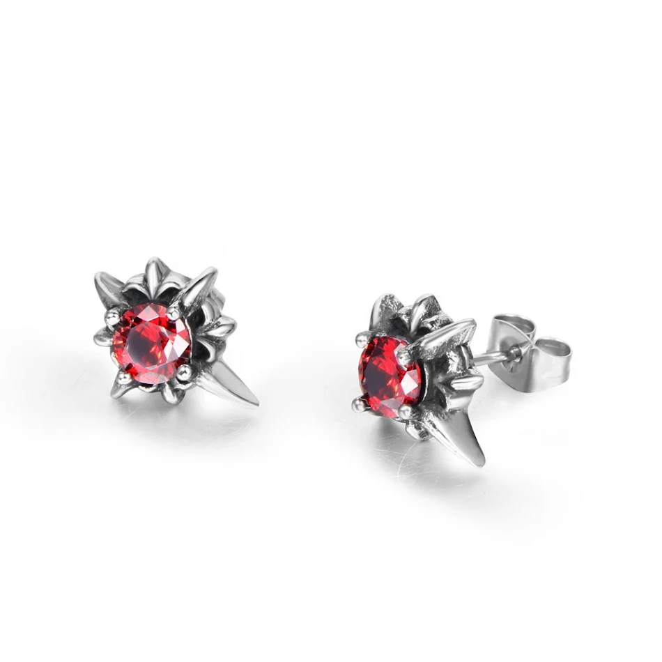 Pendientes de hombre Punk de acero titanio con brillantes, estilo moderno y audaz. Accesorios perfectos para un look impactante y elegante.