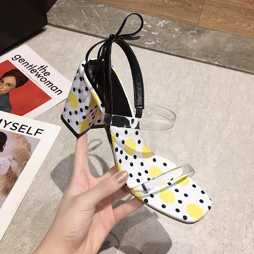 Title 5, Womens High Heels Square Toe Chunky Heel Sanda...