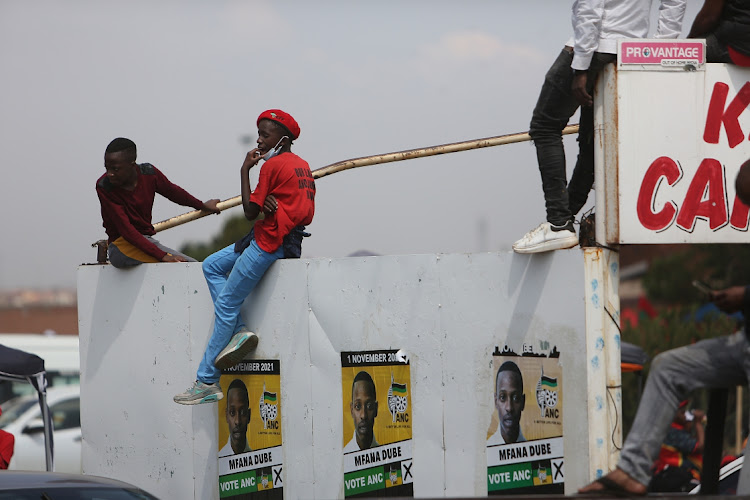 EFF supporters listening to party leader Julius Malema at its Tshela Thupa rally in the Mosiliki section of Katlehong on Gauteng's East Rand on Friday.