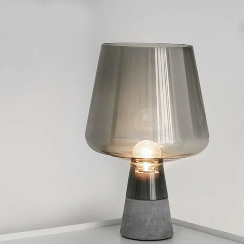 Title 3, Lampe de table moderne en ciment et verre, simp...